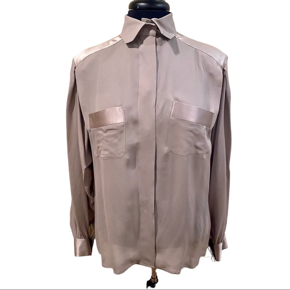 Vintage Levante 100% Silk Blouse - gray